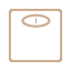 Simple illustration of a bathroom scale with a brown border and an oval display in the center.