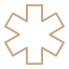 A brown outline of a six-pointed star or asterisk shape on a light background.